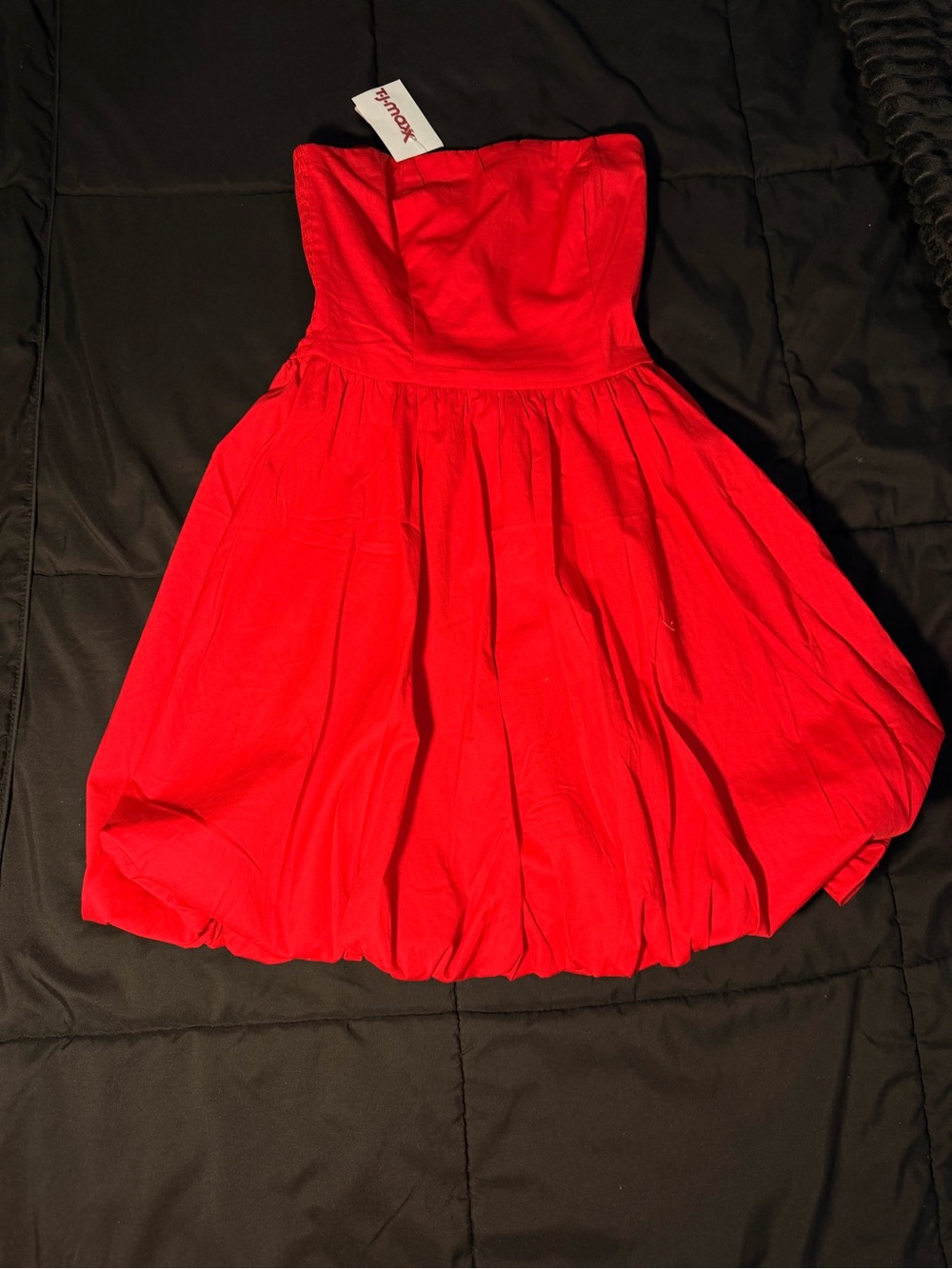 T.J.Maxx Bright Red Strapless Bubble-Hem Party Dress